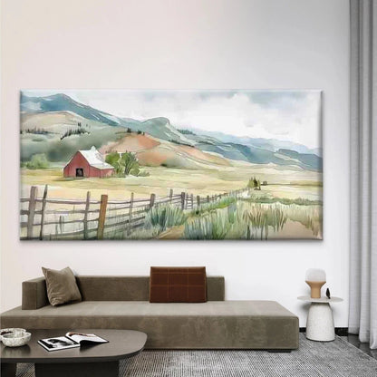 Rural Farm Landscape Wall Art Canvas Office Home Room Framed 120x60cm