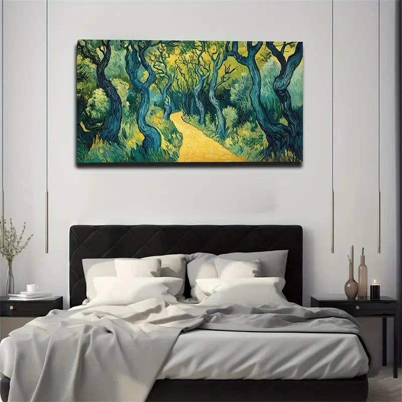Abstract Forest Small Path Wall Art Canvas Office Home Room Framed 120x60cm