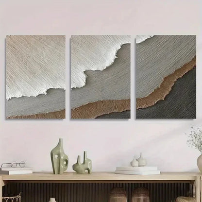 3pcs Soft Earth Tone Textured Designs Perfect Wall Art Canvas Unframed - High Quality Print 100% Australian Made Wall Canvas