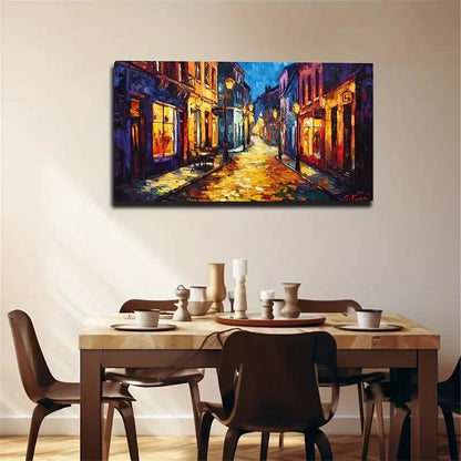 Night Light Illuminates Path Wall Art Canvas Office Home Room Framed 120x60cm