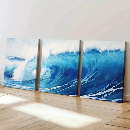 3pcs Modern Surf Ocean Wave Decoration Wall Art Canvas Unframed - High Quality Print 100% Australian Made Wall Canvas