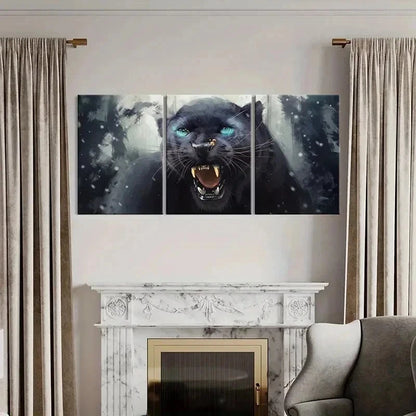 3pcs Leopard Panther Art Painting Wall Art Set Canvas Framed 50x70cm - High Quality Print 100% Australian Made Wall Canvas Ready to Hang