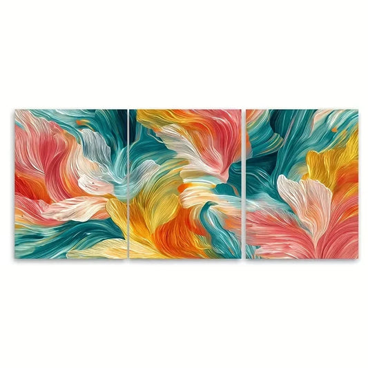 3pcs Colorful Abstract Art Print Wall Art Set Canvas Framed 60x90cm - High Quality Print 100% Australian Made Wall Canvas Ready to Hang