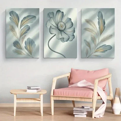 3pcs Feather, Flower Wall Art Set Canvas Unframed - High Quality Print 100% Australian Made Wall Canvas