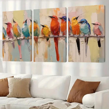 3pcs Birds Artwork Wall Art Canvas Unframed - High Quality Print 100% Australian Made Wall Canvas - Bella Home Decor
