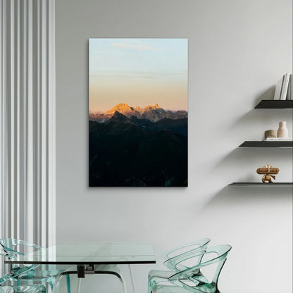 Mountain Peaks at Sunrise Landscape Hills 40x60cm Metal Print Ready to Hang