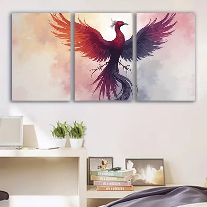 3pcs Watercolor Style Phoenix Bird Wall Art Set Canvas Framed 40x60cm - High Quality Print 100% Australian Made Wall Canvas Ready to Hang