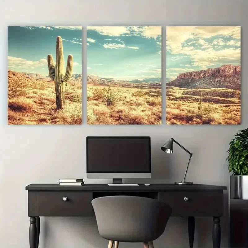3pcs Arizona City USA Travel Retro Perfect Wall Art Set Canvas Framed 50x70cm - High Quality Print 100% Australian Made Wall Canvas Ready to Hang - Bella Home Decor