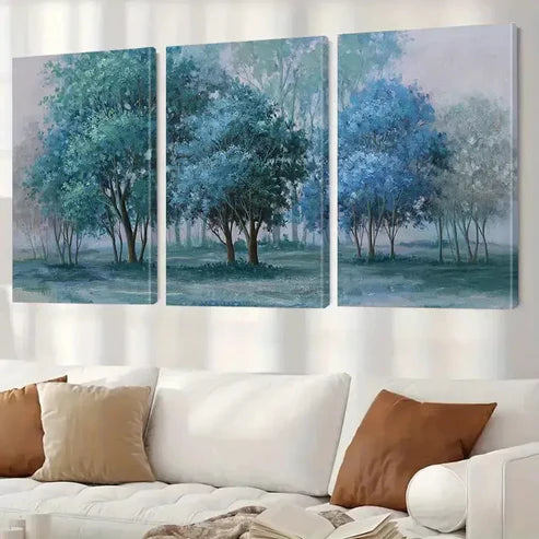 3pcs Modern Serene Landscape Forest Trees Wall Art Canvas Unframed - High Quality Print 100% Australian Made Wall Canvas