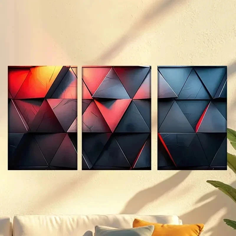 3pcs Wall Adorned with Various Shapes And Color Wall Art Set Canvas Framed 60x90cm - High Quality Print 100% Australian Made Wall Canvas Ready to Hang