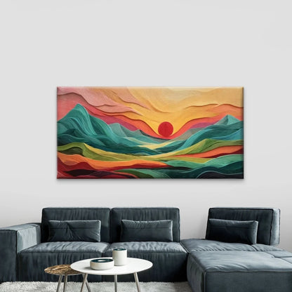 Abstract Sunset  Landscape  Wall Art Canvas Office Home Room Framed 120x60cm