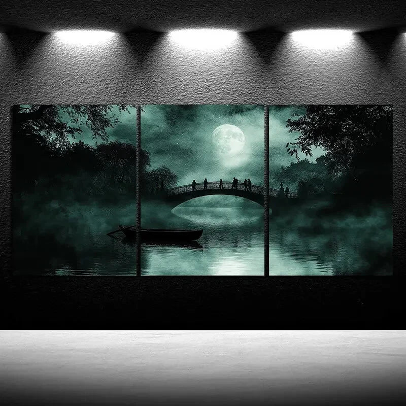 3pcs Bridges And Scenery On The Water Metal Print Ready to Hang Art - Bella Home Decor