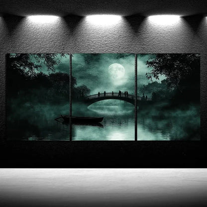 3pcs Bridges And Scenery On The Water Metal Print Ready to Hang Art - Bella Home Decor