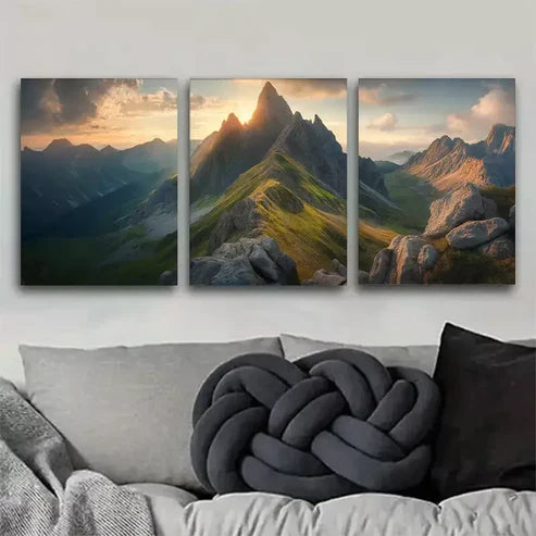 3pcs Tranquil Mountain Scene with Morning Light Canvas Unframed - High Quality Print 100% Australian Made Wall Canvas