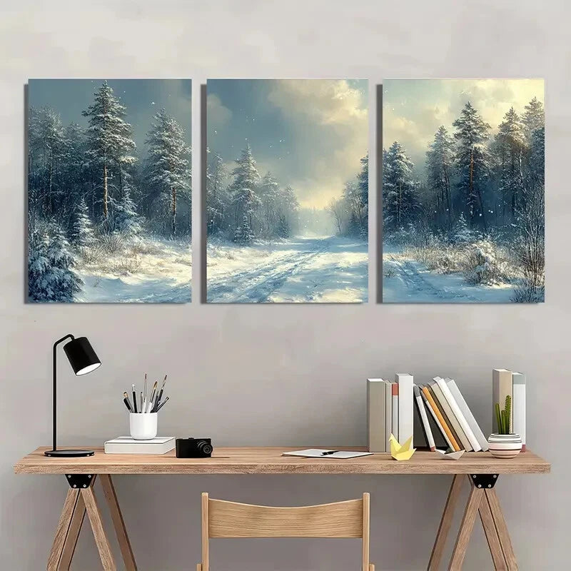 3pcs Antique Rustic Christmas Painting  Metal Print Ready to Hang Art - Bella Home Decor