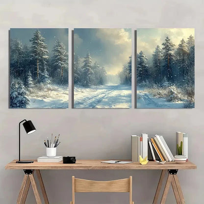 3pcs Antique Rustic Christmas Painting  Metal Print Ready to Hang Art - Bella Home Decor
