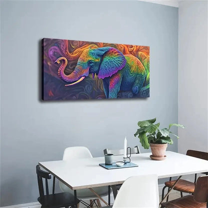 Vibrant Watercolor Elephant Wall Art Canvas Office Home Room Framed 120x60cm - Bella Home Decor