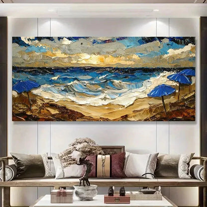 Vibrant Sunset & Ocean View Wall Art Canvas Office Home Room Framed 120x60cm