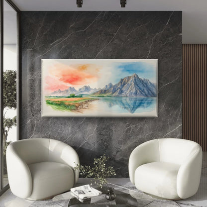 Watercolor Natural Landscapes Wall Art Canvas Office Home Room Framed 120x60cm