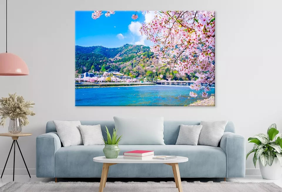 Bridge And Cherry Blossoms Wall Art Decor 100% Australian Made - Bella Home Decor
