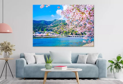 Bridge And Cherry Blossoms Wall Art Decor 100% Australian Made - Bella Home Decor