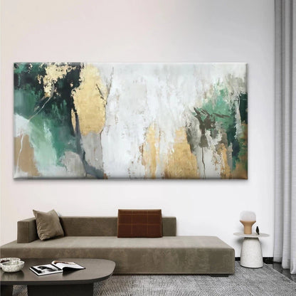 Abstract Green Golden Texture Wall Art Canvas Office Home Room Framed 120x60cm