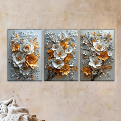 3pcs Three Different Types of Flower Wall Art Set Canvas Unframed - High Quality Print 100% Australian Made Wall Canvas