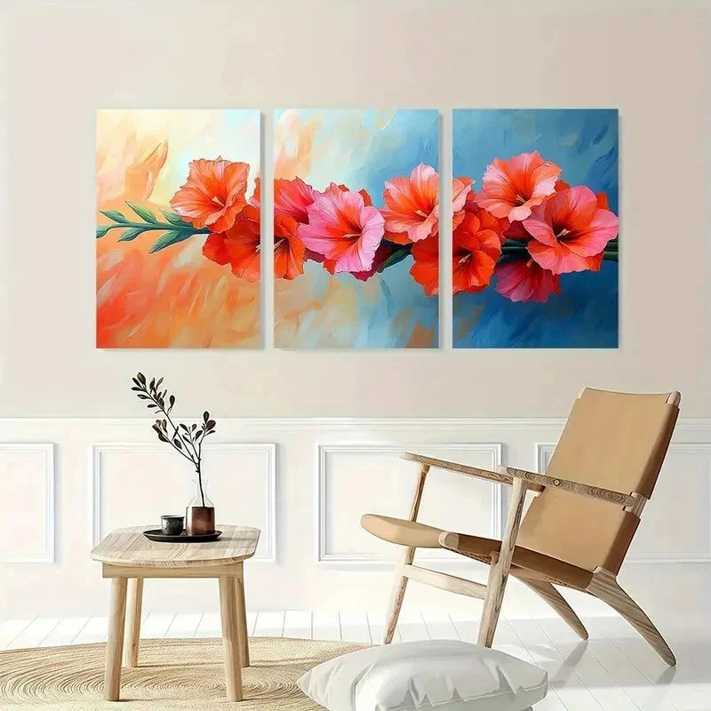 3pcs Gladiolus Flower Nature Beauty Perfect Wall Art Set Canvas Framed 50x70cm - High Quality Print 100% Australian Made Wall Canvas Ready to Hang - Bella Home Decor