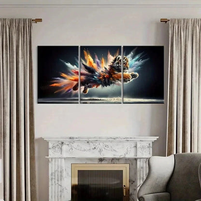 3pcs Fantasy Animal Art Splash Ink Style Tiger Wall Art Set Canvas Framed 50x70cm - High Quality Print 100% Australian Made Wall Canvas Ready to Hang - Bella Home Decor
