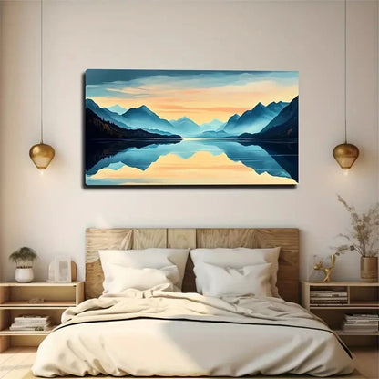Calm Lake Landscape Modern Wall Art Canvas Office Home Room Framed 120x60cm
