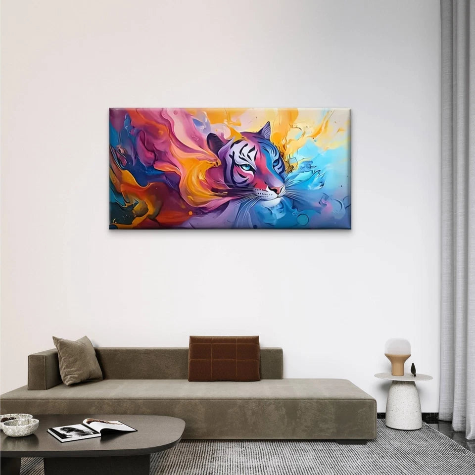 Colorful Tiger Abstract Wall Art Canvas Office Home Room Framed 120x60cm