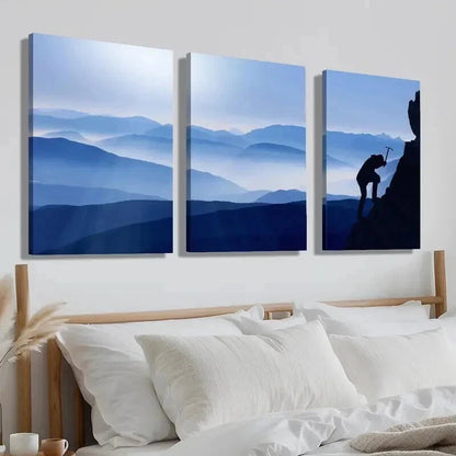 3pcs Artistic Climber Silhouette Perfect Wall Art Set Canvas Framed 40x60cm - High Quality Print 100% Australian Made Wall Canvas Ready to Hang - Bella Home Decor