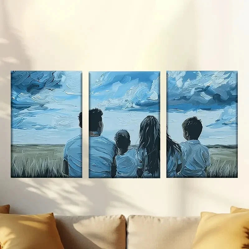 3pcs Watch The Sunset Family Wall Art Set Canvas Framed 40x60cm - High Quality Print 100% Australian Made Wall Canvas Ready to Hang