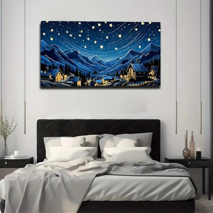 Starry Sky On The Snow Wall Art Canvas Office Home Room Framed 120x60cm