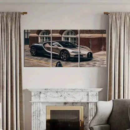 3pcs Modern Bugatti Supercar Wall Art Canvas Unframed - High Quality Print 100% Australian Made Wall Canvas