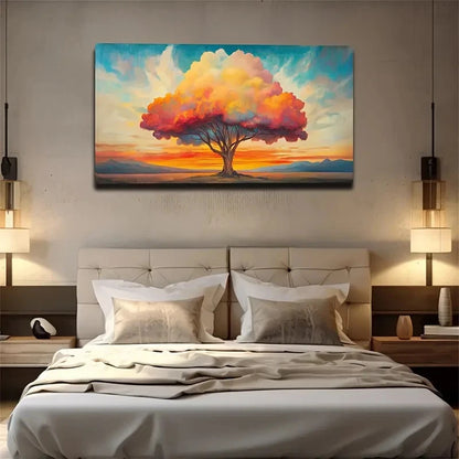 Abstract Cloud Tree Interior Wall Art Canvas Office Home Room Framed 120x60cm