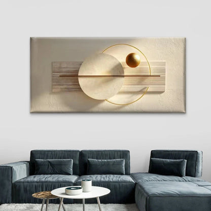 Golden Abstract Geometric Wall Art Canvas Office Home Room Framed 120x60cm