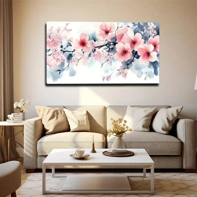 Realistic Blooming Pink Floral Wall Art canvas office home room framed 120x60cm - Bella Home Decor