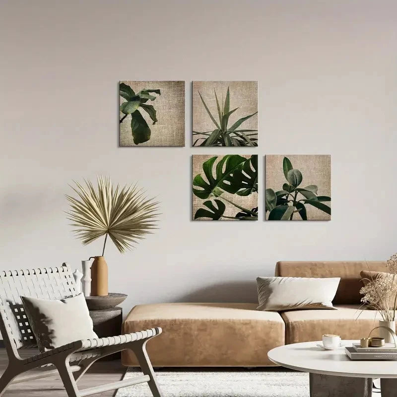 Share 4pcs Sage Green Botanical  Wall Art Canvas Framed