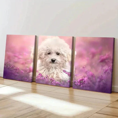 3pcs Cute Puppy Bichon Frise Pet Modern Wall Art Set Canvas Unframed - High Quality Print 100% Australian Made Wall Canvas - Bella Home Decor