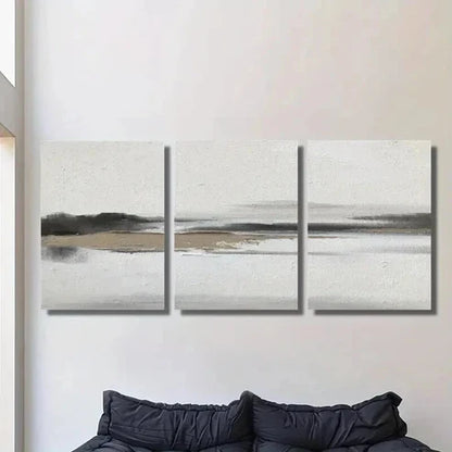 3pcs Misty Beige Landscape Painting Wall Art Canvas Unframed - High Quality Print 100% Australian Made Wall Canvas