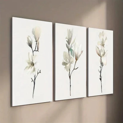3pcs Graceful Magnolia Branches Wall Art Set Canvas Unframed - High Quality Print 100% Australian Made Wall Canvas