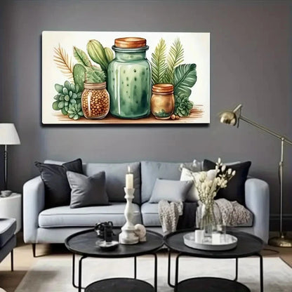 Bottle Succulents White Wall Art Canvas Office Home Room Framed 120x60cm