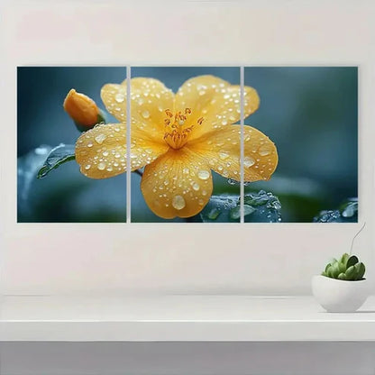 3pcs Yellow Jasmine Flower Flower Art A Wall Art Set Canvas Unframed - High Quality Print 100% Australian Made Wall Canvas - Bella Home Decor