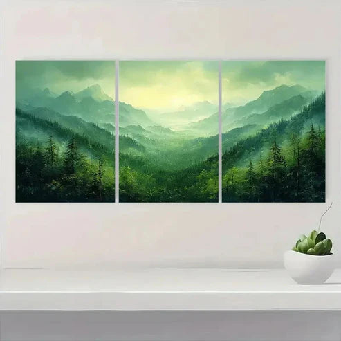 3pcs Vibrant Green Nature Scenery GR  Wall Art Set Canvas Unframed - High Quality Print 100% Australian Made Wall Canvas