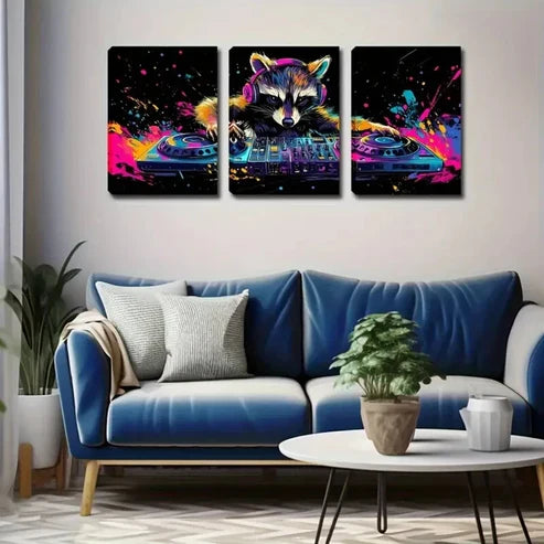 3pcs Animal Kingdom, Wonderful Music in Trendy  Wall Art Set Canvas Unframed - High Quality Print 100% Australian Made Wall Canvas - Bella Home Decor