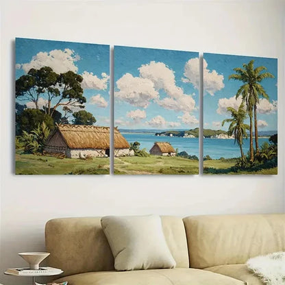 3pcs Waitangi Treaty Grounds Retro New Zealand Wall Art Canvas Unframed - High Quality Print 100% Australian Made Wall Canvas - Bella Home Decor