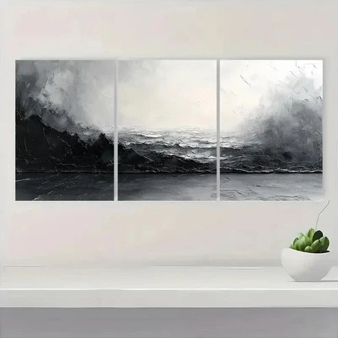 3pcs Gray & White Minimalist Textured S Wall Art Canvas Unframed - High Quality Print 100% Australian Made Wall Canvas - Bella Home Decor