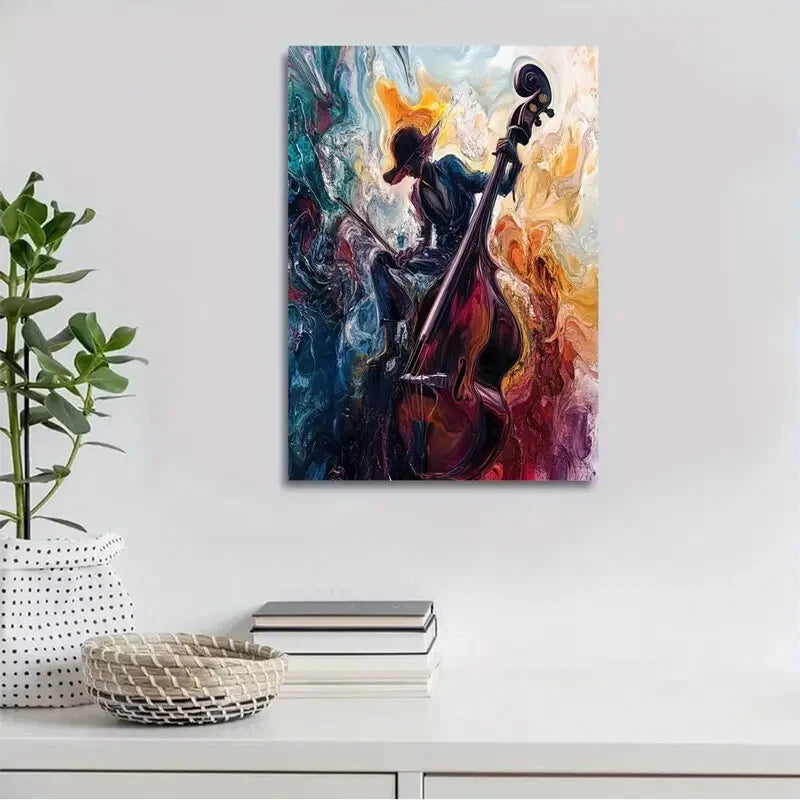 Abstract Art One Piece Black Bass Theme Rose Painting 40x60cm Metal Print Ready to Hang - Bella Home Decor