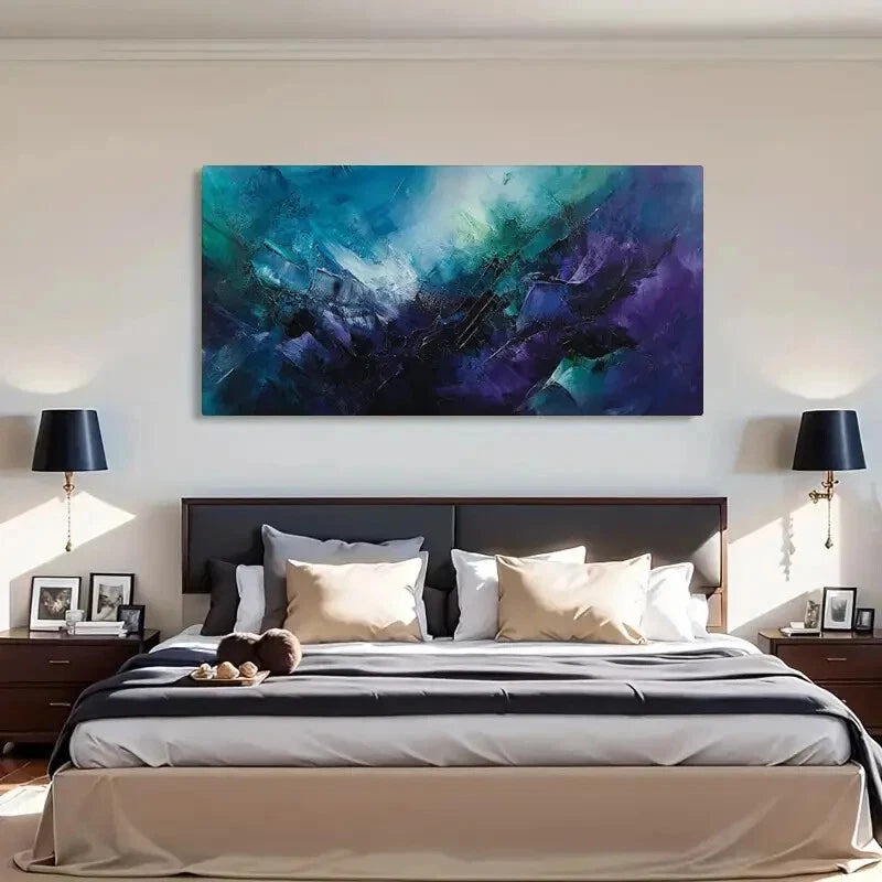 Vibrant Blue & Purple Mountain Wall Art Canvas Office Home Room Framed 120x60cm - Bella Home Decor